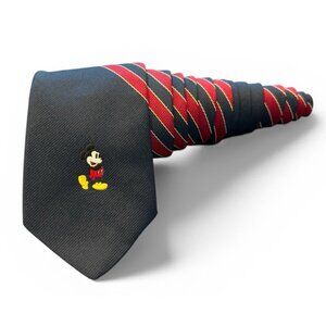 Vintage Cervantes Red Blue Disney Tie Classic Mickey Mouse Stripe Necktie Skinny
